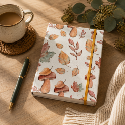 Handmade Autumn Toadstool Fabric Notebook | Pocket Journal | Traditional Bookbinding