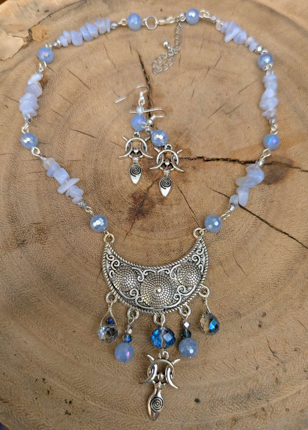 Goddess jewellery set - Blue Lace Agate Goddess jewellery set - Blue Lace Agate