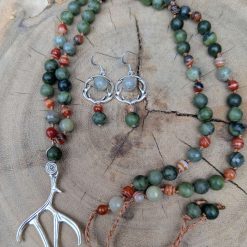 Antler Jewellery set - Jade, Agate, quartz