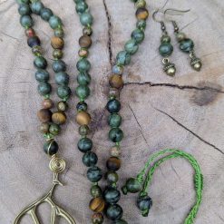 Antler jewellery set - Jade, Unakite, Tigers Eye