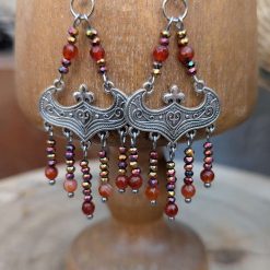 Ethnic dangly earrings - orange