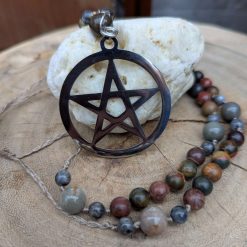 Pentagram jewellery set - Jasper