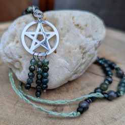 Pentagram jewellery set - moss agate 1