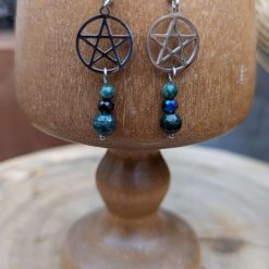 Pentagram jewellery set - moss agate 2