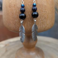 Feather jewellery set - Obsidian 2