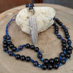 Feather jewellery set - Obsidian 1