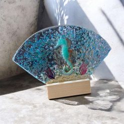 🌊 Handmade Resin Seahorse Seascape Art