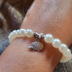 Faux pearl hedgehog bracelet