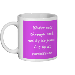 Water Cuts Through Rock Coffee Mug - FIlled Blue and White