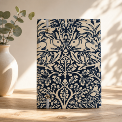 Handmade William Morris Fabric Notebook – Navy & Cream Journal – Traditional Bookbinding – Blank Pages 1 Handmade William Morris Fabric Notebook – Navy & Cream Journal – Traditional Bookbinding – Blank Pages 1