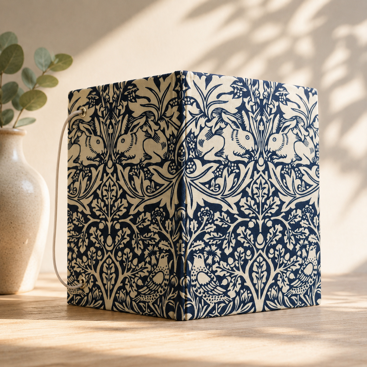 Handmade William Morris Fabric Notebook – Navy & Cream Journal – Traditional Bookbinding – Blank Pages Handmade William Morris Fabric Notebook – Navy & Cream Journal – Traditional Bookbinding – Blank Pages