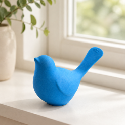 Bird Ornament, Blue Jesmonite Sculptural Design, Handmade Shelf Decor Gift