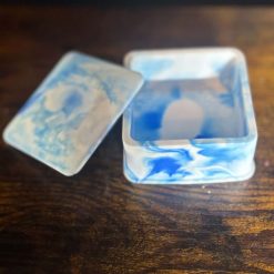 Handmade White & Blue Marbelux Trinket Pot – Reduced Price