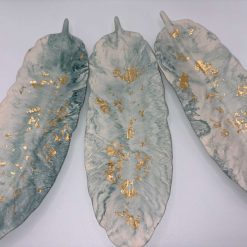 Feather Ornament, Zen Green Marble & Gold Leaf Jesmonite, Sculptural Shelf Decor 1 Feather Ornament, Zen Green Marble & Gold Leaf Jesmonite, Sculptural Shelf Decor 1