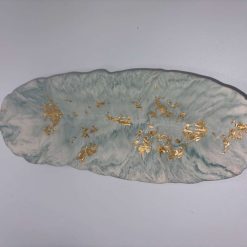 Feather Ornament, Zen Green Marble & Gold Leaf Jesmonite, Sculptural Shelf Decor 2 Feather Ornament, Zen Green Marble & Gold Leaf Jesmonite, Sculptural Shelf Decor 2