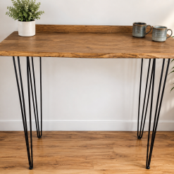 Handmade Rustic Wooden Breakfast Bar Table | Solid Wood Console Table | Hairpin Legs | Industrial Kitchen Table | Handmade in Wales
