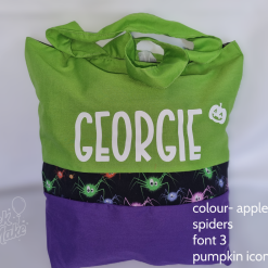 Personalised Halloween Treat Bag | Handmade Fabric Trick or Treat Bag | Custom Name | Kids Halloween Bag with Handles