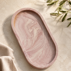 Oval Trinket Tray, Merlot Marble Jesmonite, Jewellery Catchall Dish