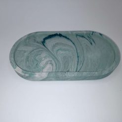 Oval Trinket Tray, Pale Peacock Jesmonite, Jewellery Catchall Dish