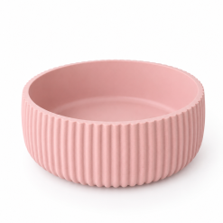 Ribbed Bowl, Dusky Pink Jesmonite Fluted Statement Piece, Sculptural Centrepiece Decor