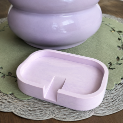 Soap Dish, Lilac Jesmonite, Self-Draining Handmade Bathroom Gift