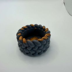 Tealight Holder, Black & Copper Jesmonite, Handmade Braided Rope Design