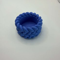 Tealight Holder, Blue Jesmonite, Handmade Braided Rope Design