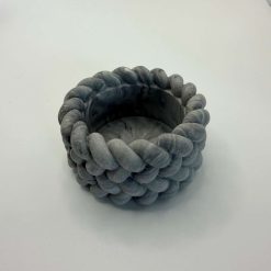 Tealight Holder, Grey Marble Jesmonite, Handmade Braided Rope Design