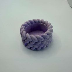 Tealight Holder, Lilac Jesmonite, Handmade Braided Rope Design