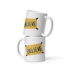 Ted Lasso Inspired Believe Mug – 11oz White Ceramic Locker Room Sign Gift