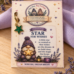 Handmade Green Star Charm with wish backing card