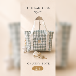 Sage Check Chunky Tote Bag