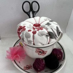 Vintage Teacup Pin Cushion & Sewing Set
