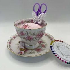Vintage Roses Tea Cup Pin Cushion and Sewing Set