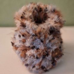 Hand knitted Faux Fur Dog Cowl with Vintage Button neck size 10"/12"
