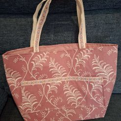 Handmade Tote cream floral  design Fabric