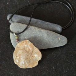 Handmade Natural Oyster Shell Pendant Necklace with Earth-Tone Beads