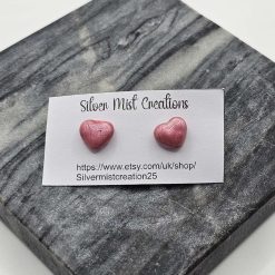 rose gold colour clay heart studs
