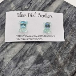 tiny blue bear studs design one