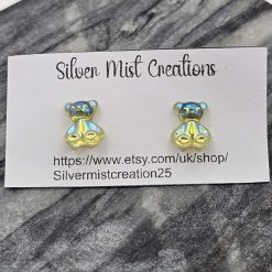 tiny green bear studs design two