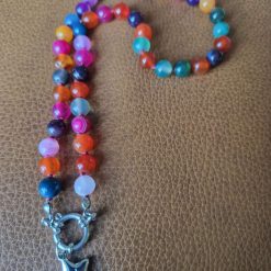 Handmade Natural Dyed Malaysian Jade Beads with Stainless Steel Star Pendant