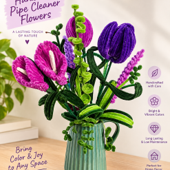 Teal Jug with Purple Lillies and Tulips