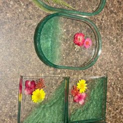 White & Forest Green Epoxy Resin Coaster Set
