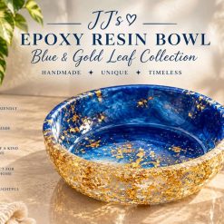 Beautiful Blue & White Epoxy Resin Food-Safe Serving Dish