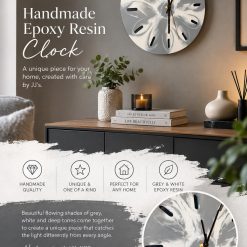 Clear Resin & Gold Leaf River Clock – Black Silent Hands