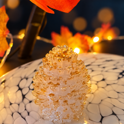 Handmade cream and gold glitter autumn pinecone decoration