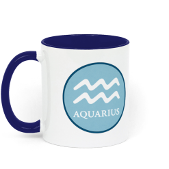 Aquarius, Astrology Coffee Mug - Blue and White