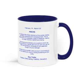Pisces, Astrology Coffee Mug - Blue and White 1 Pisces, Astrology Coffee Mug - Blue and White 1