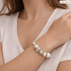 Bracelet - White/ Bead Charms