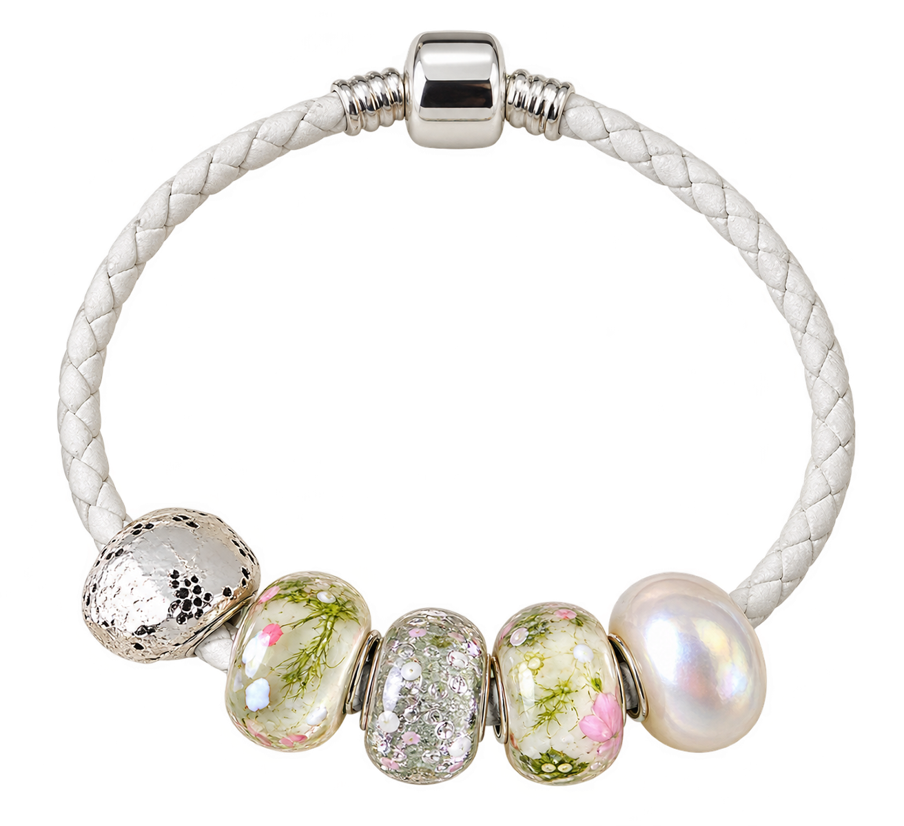 Bracelet - White/ Bead Charms Bracelet - White/ Bead Charms